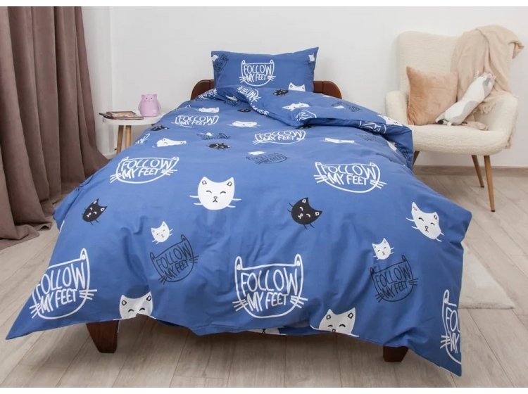 Подростковое постельное белье ТЕП. Soft Dreams Котята синего цвета