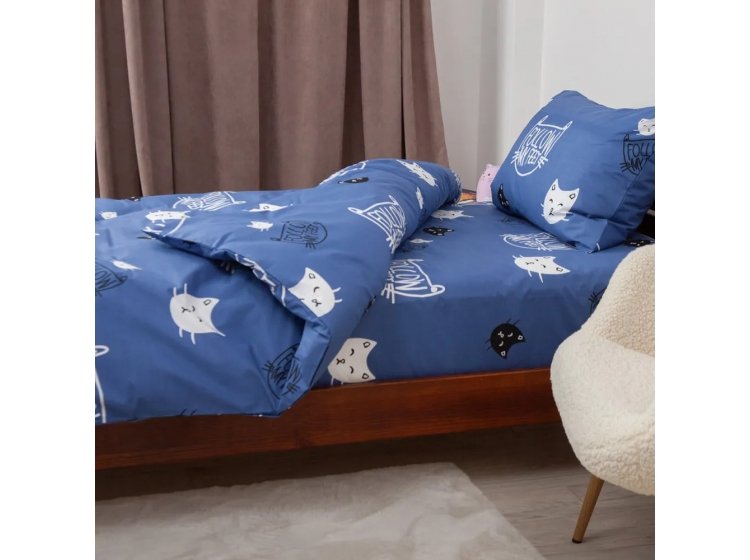 Подростковое постельное белье ТЕП. Soft Dreams Котята синего цвета