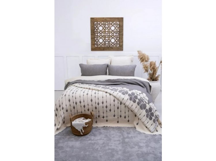 Муслиновое покрывало с наволочками Saheser. Sole Gri