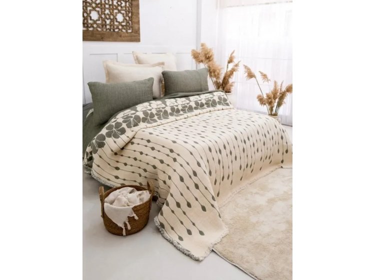 Муслиновое покрывало с наволочками Saheser. Sole Haki