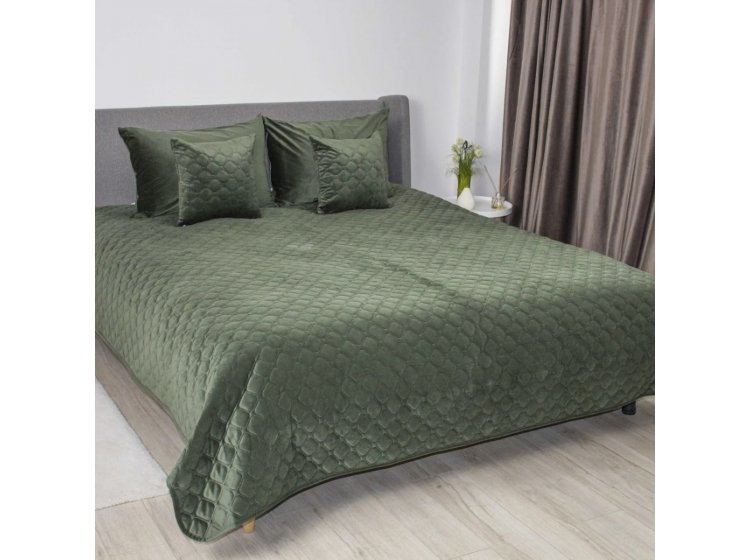 Покрывало ТЕП. Велюровое Дарк Грін Ромб круглый