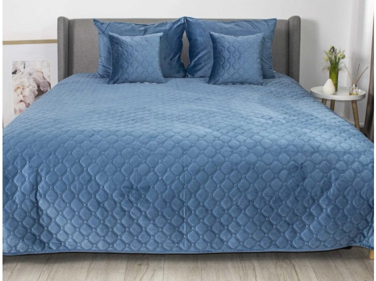 Покрывало ТЕП. Велюровое Дарк Блу Ромб круглый