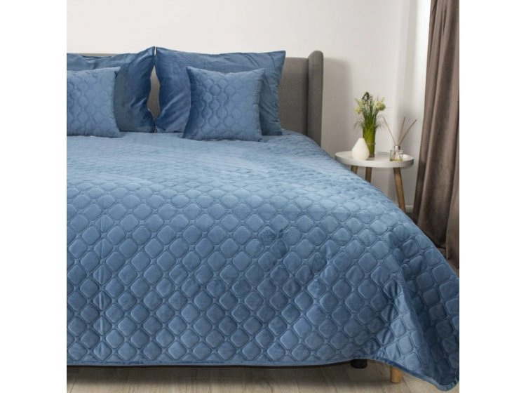 Покрывало ТЕП. Велюровое Дарк Блу Ромб круглый