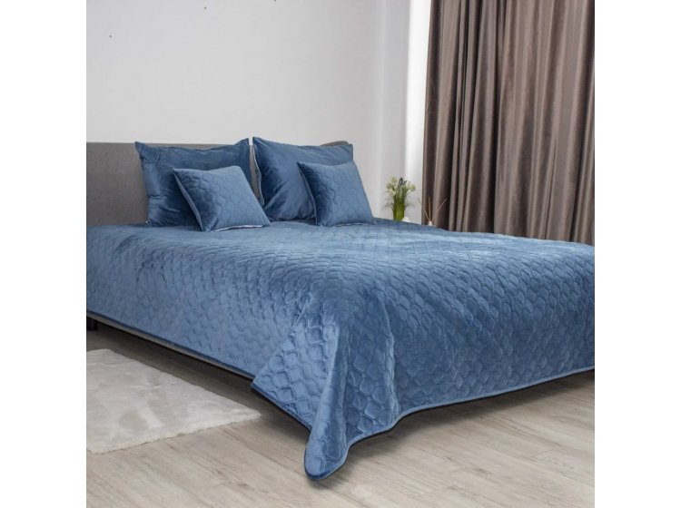 Покрывало ТЕП. Велюровое Дарк Блу Ромб круглый