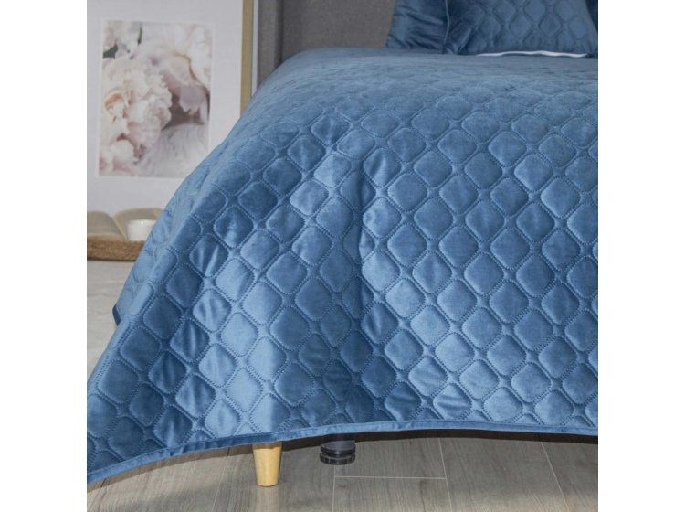 Покрывало ТЕП. Велюровое Дарк Блу Ромб круглый