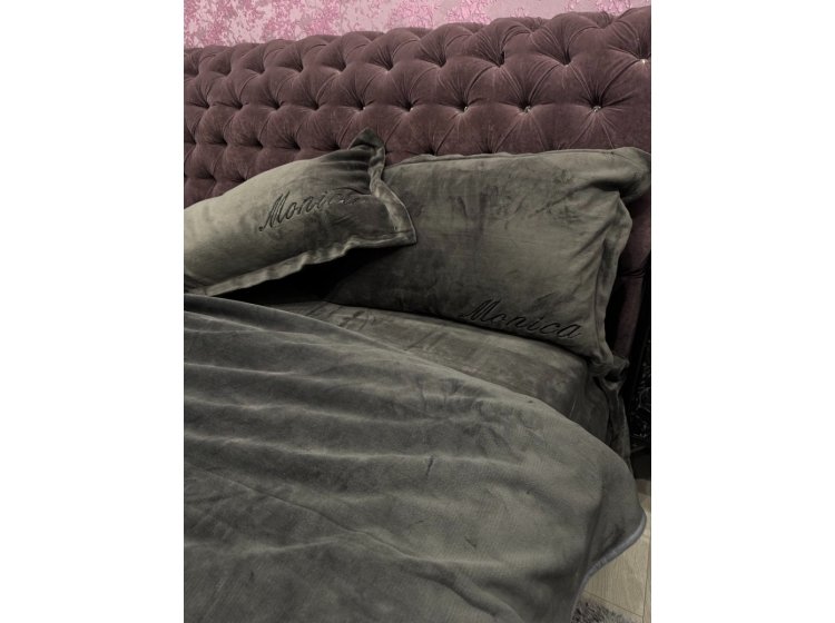 Велюровое постельное белье Koloco. Monica графит