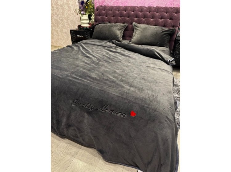 Велюровое постельное белье Koloco. Monica графит