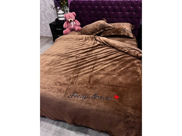 Велюровое постельное белье Koloco. Monica коричневый