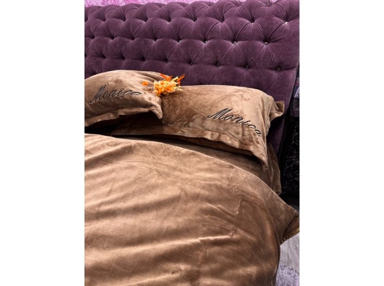 Велюровое постельное белье Koloco. Monica коричневый