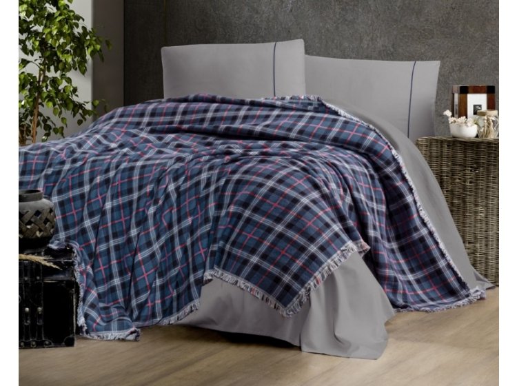 Постельное белье с пледом First Choice. Ранфорс Plaid navy blue