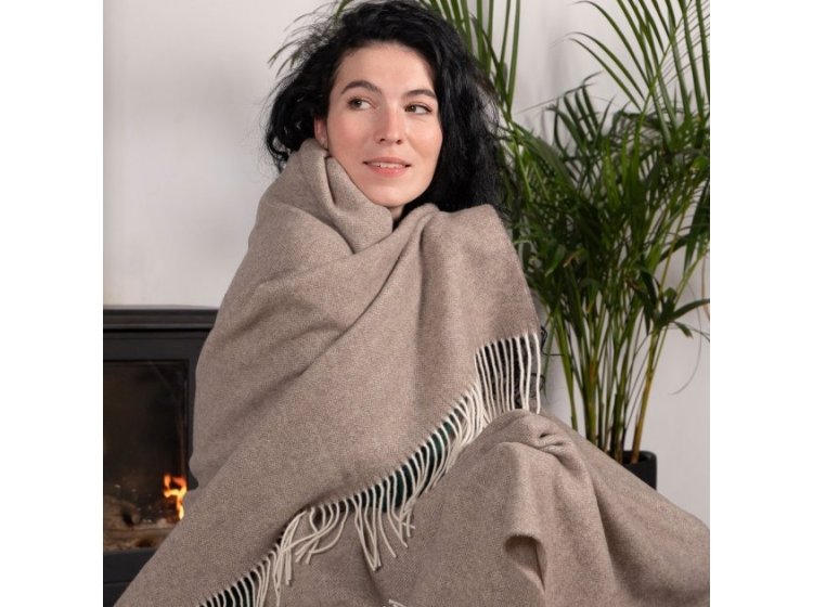 Плед кашемировый Love you. Светло-коричневый