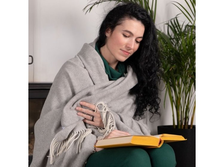 Плед кашемировый Love you. Светло-серый