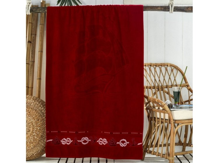 Пляжное махровое полотенце Philippus. YELKENLI Bordo