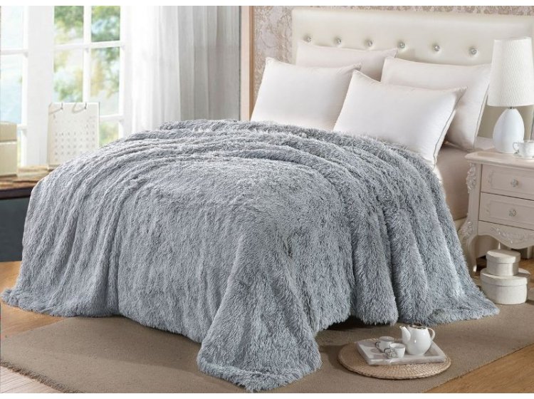 Плед-травка бамбуковый. Серый