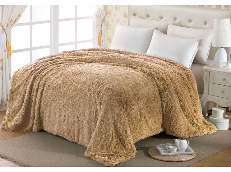 Плед-травка бамбуковый. Светло-коричневый