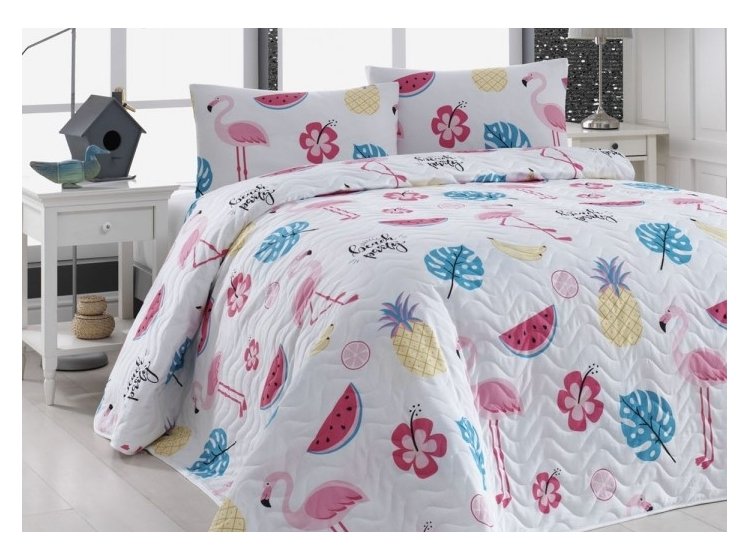 Покрывало стеганое с наволочками Eponj Home. Kokteyl beyaz