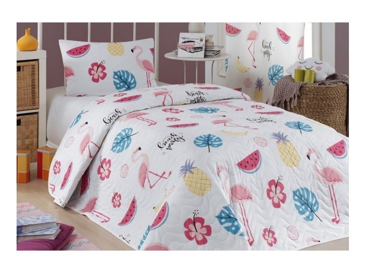 Покрывало стеганое с наволочками Eponj Home. Kokteyl beyaz