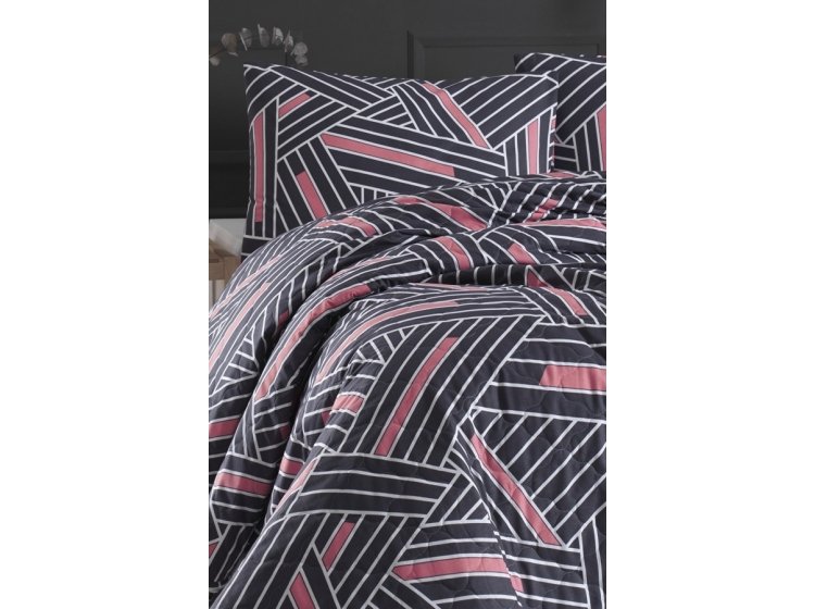 Покрывало стеганое с наволочками Enlora Home. Magnolia Antrasit