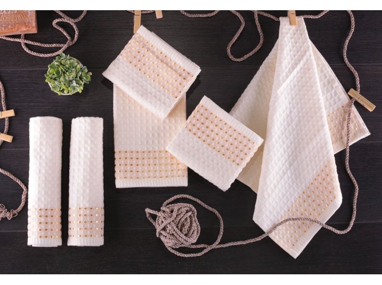 Полотенце вафельное  Аиша. Молочное золотое  9002 - 1040