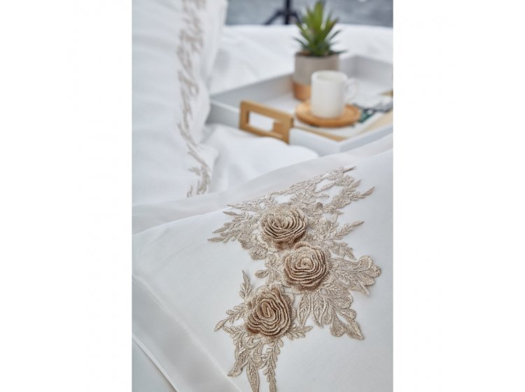 Постельное белье Dantela Vita. Safir krem с кружевом