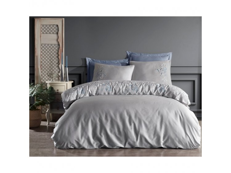 Постельное белье Dantela Vita. Alya gri с вышивкой