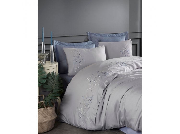 Постельное белье Dantela Vita. Alya gri с вышивкой
