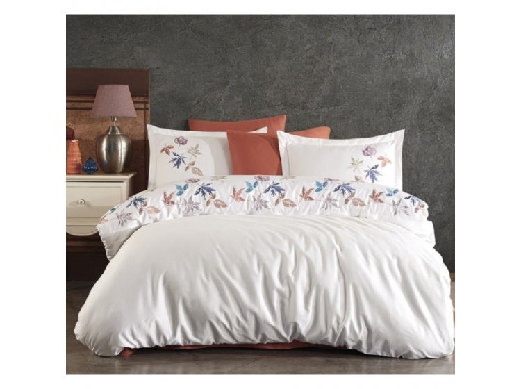 Постельное белье Dantela Vita. Hazan beyaz с вышивкой