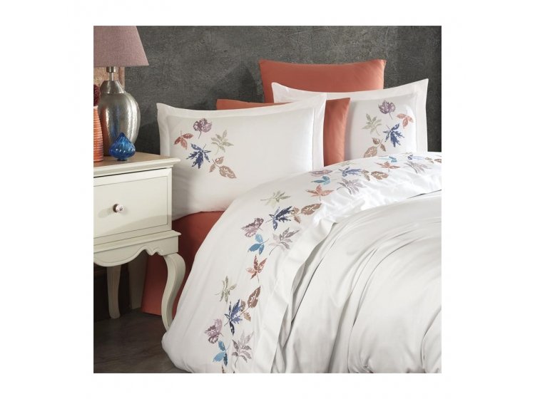 Постельное белье Dantela Vita. Hazan beyaz с вышивкой