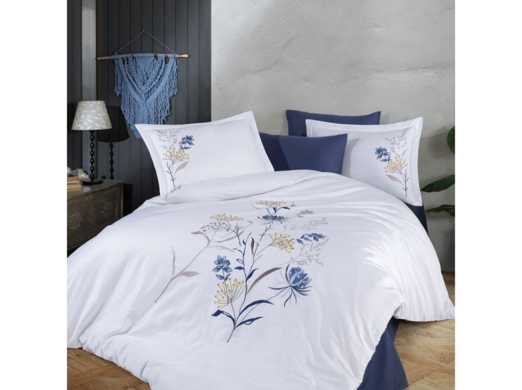 Постельное белье Dantela Vita. Nilufer beyaz с вышивкой