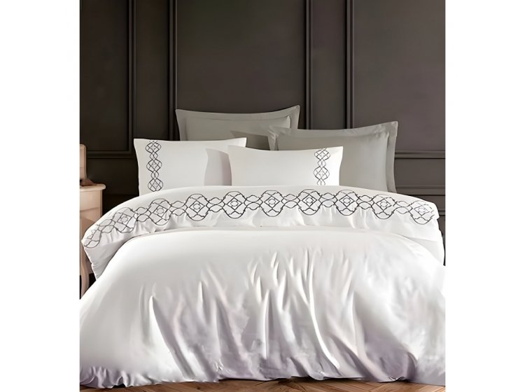 Постельное белье Dantela Vita. Victoria gri с вышивкой