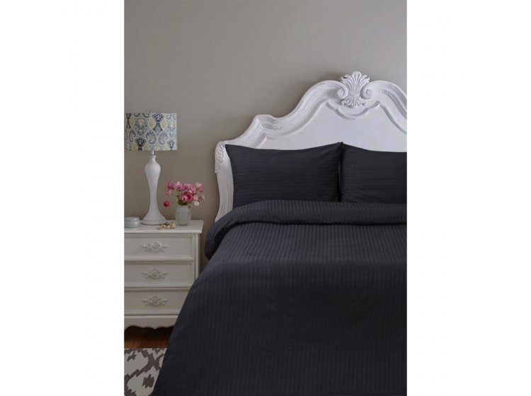Постельное белье Lotus. Отель Сатин Страйп черного цвета