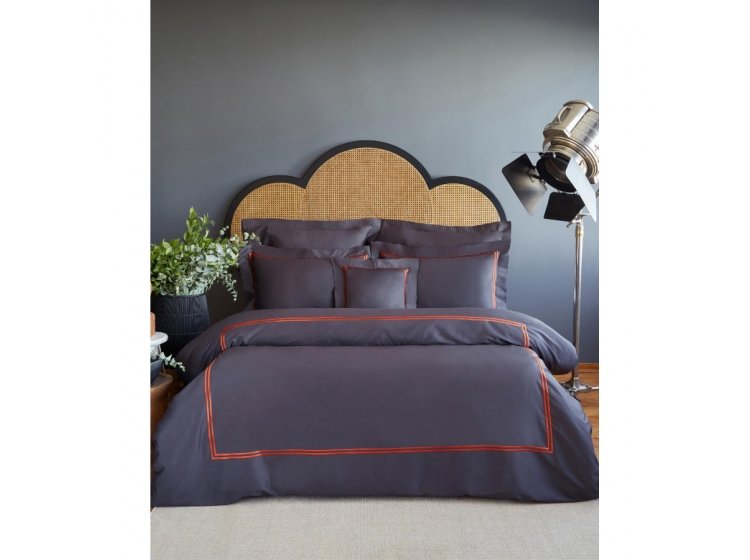 Постельное белье MieCasa. Сатин Milano antrasit-turuncu king size