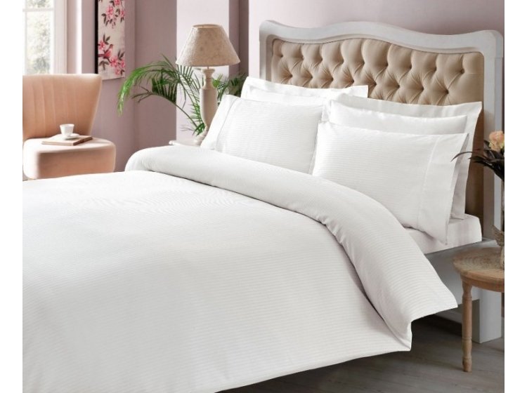 Постельное белье Tac. Premium Basic Stripe белого цвета