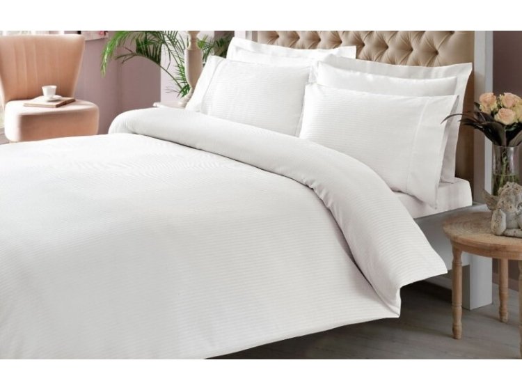 Постельное белье Tac. Premium Basic White Stripe King Size