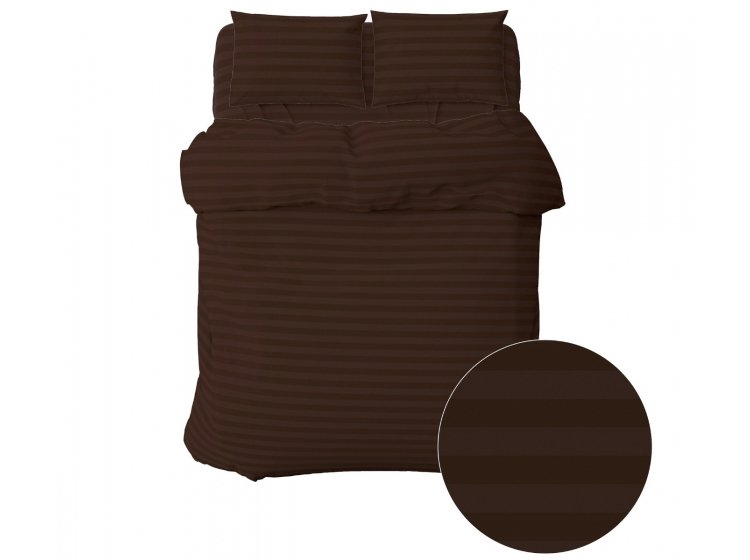 Постельное белье Home Line. Сатин-страйп Комби коричневое