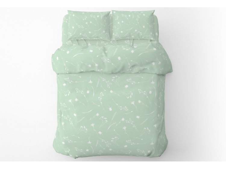 Постельное белье Home Line. Бязь Васильки белые на зеленом