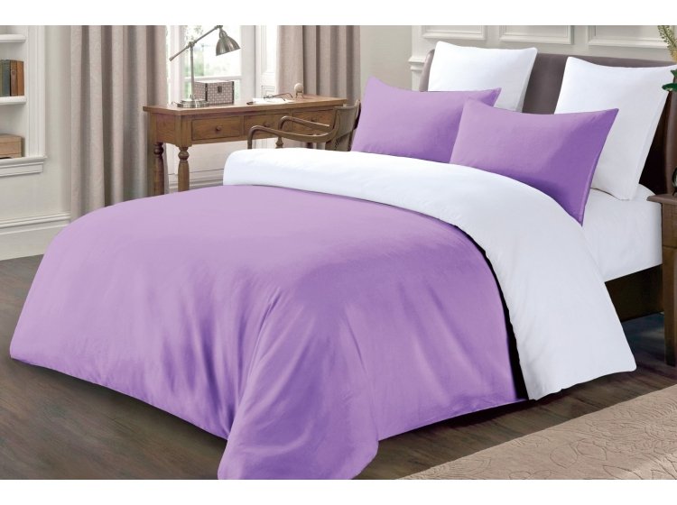 Постельное белье Love you. Полисатин 3-35 фиолетово-белое