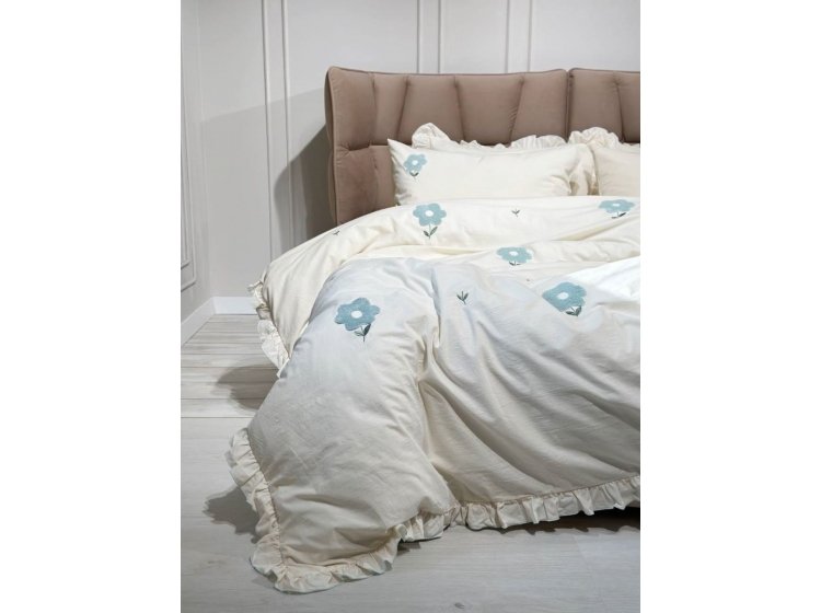 Постельное белье Saheser. Florita mint хлопок с вышивкой