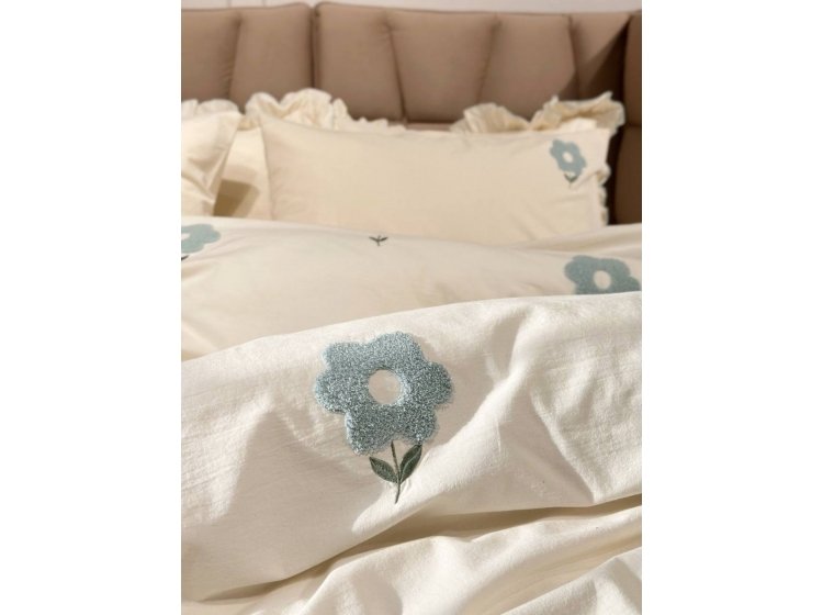 Постельное белье Saheser. Florita mint хлопок с вышивкой