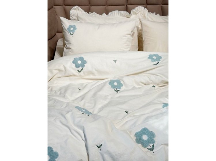 Постельное белье Saheser. Florita mint хлопок с вышивкой