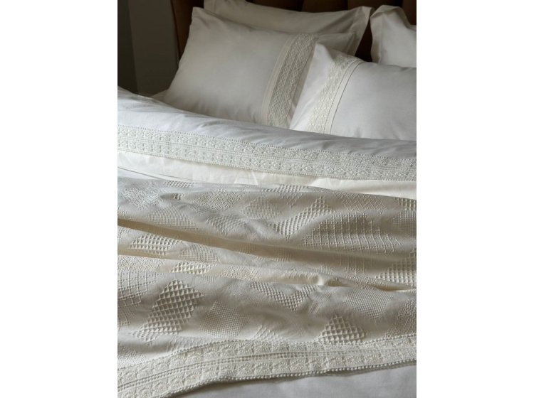 Постельное белье Saheser. Eco cotton Freya krem с пике