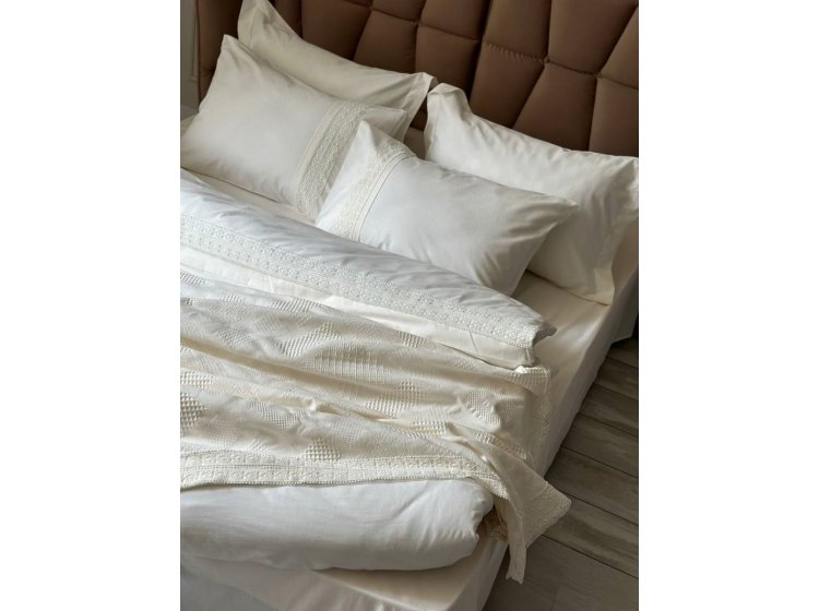 Постельное белье Saheser. Eco cotton Freya krem с пике