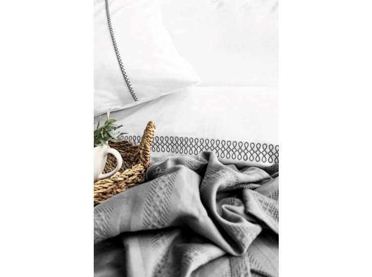 Постельное белье Saheser. Noemi grey хлопок с пике