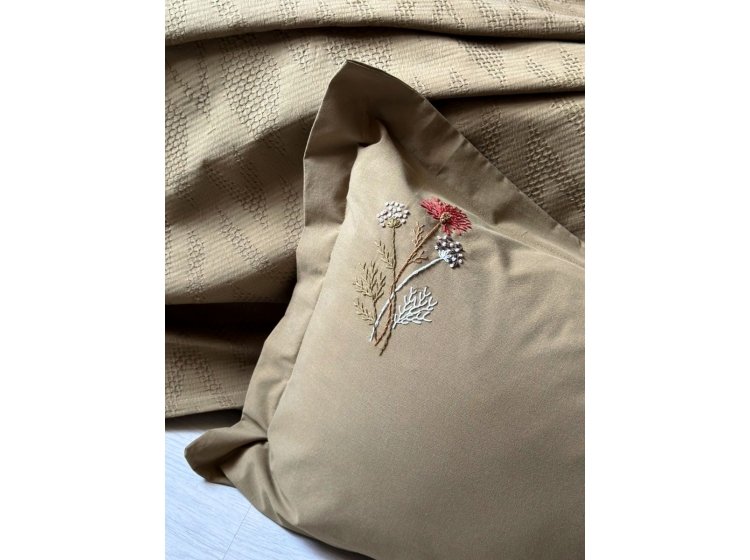 Постельное белье Saheser. Noris khaki хлопок с вышивкой и пике