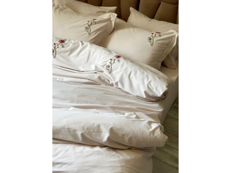 Постельное белье Saheser. Noris cream хлопок с вышивкой и пике