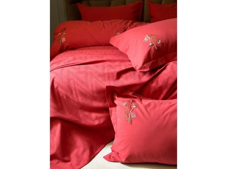 Постельное белье Saheser. Noris vermilion хлопок с вышивкой и пике