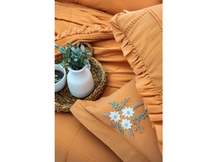 Постельное белье Saheser. Fiorella orange хлопок с вышивкой