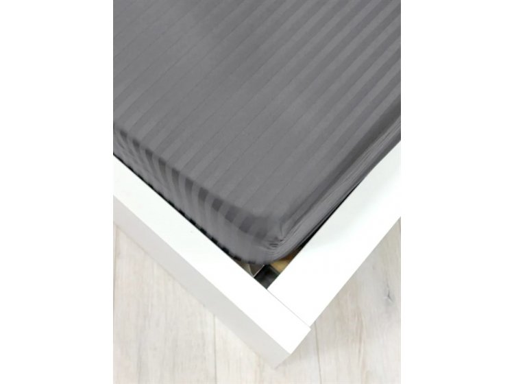 Простынь на резинке Lighthouse. Sateen stripe Grey