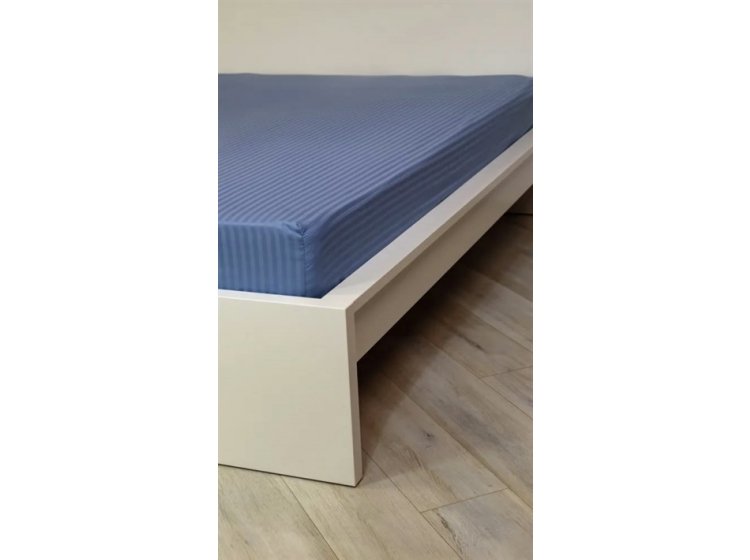 Простынь на резинке Lighthouse. Sateen stripe Blue Navy