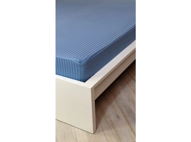 Простынь на резинке Lighthouse. Sateen stripe Blue Navy